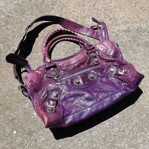 Balenciaga City - 2009 Raisin Agneau - Silver Giant 21 GH (w/ strap)